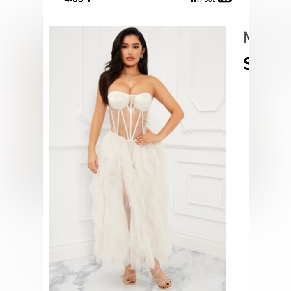 Sheer Maxi dress. Looks just like picture except it’s Tan.